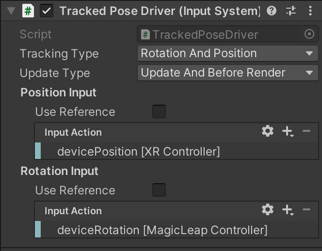Unity Input System's Tracked Pose Driver Component
