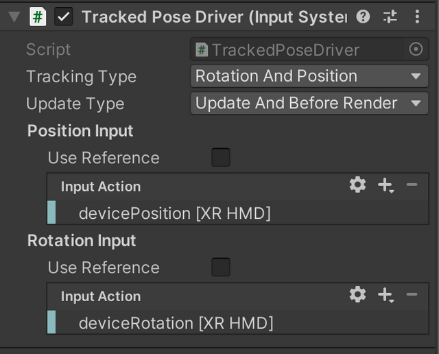 Unity's XR Tracked Pose Driver Component