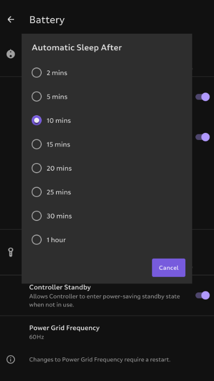 Auto Sleep Choices