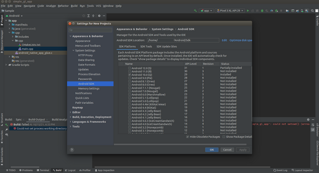 Android SDK option in Android Studio