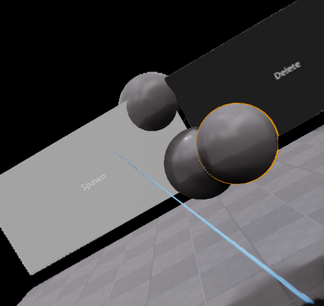 In scene UI rendering with falling spheres