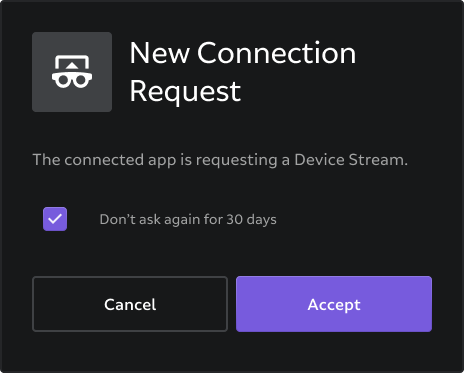 New Connection Request Prompt