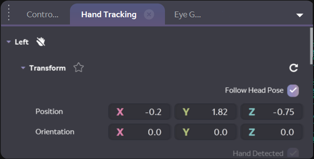 Hand Tracking Panel