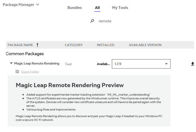 Find Remote Rendering Installation Package