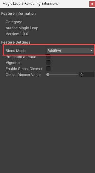 Magic Leap Rendering Extensions Settings