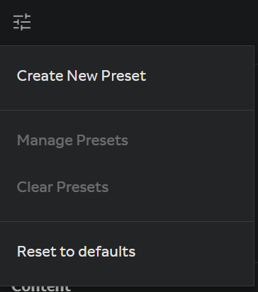 Create New Preset