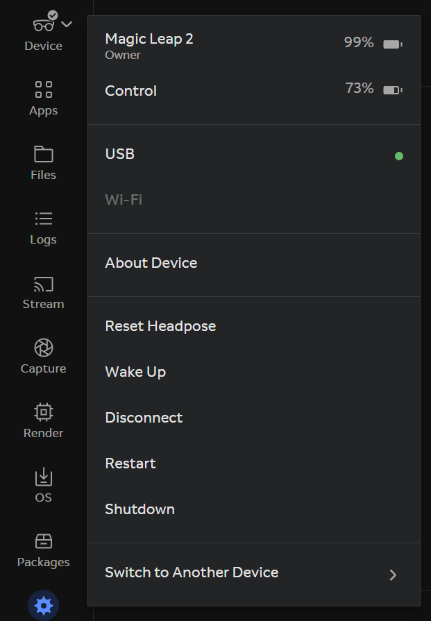 ML Hub 3 Device Menu