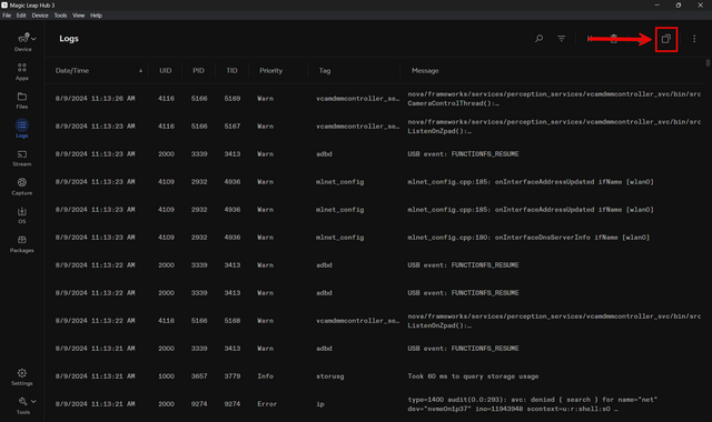 ML Hub 3 Copy Logs To Clipboard