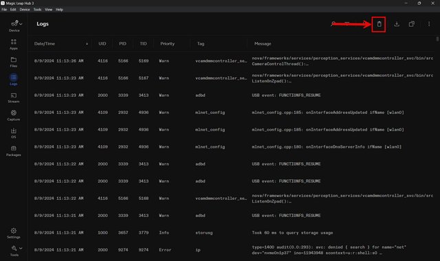 ML Hub 3 Delete Collected Logs