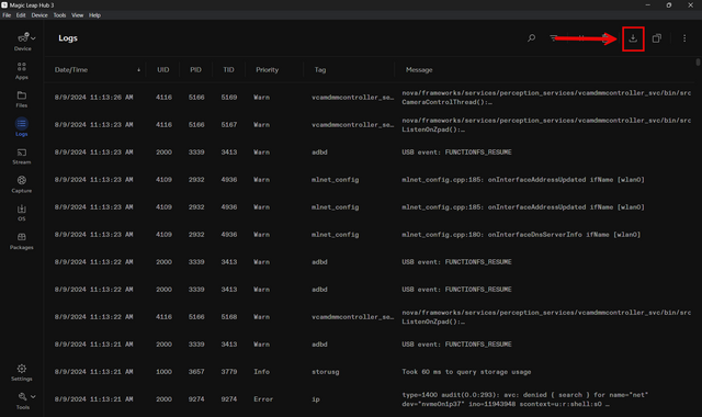 ML Hub 3 Download Logs