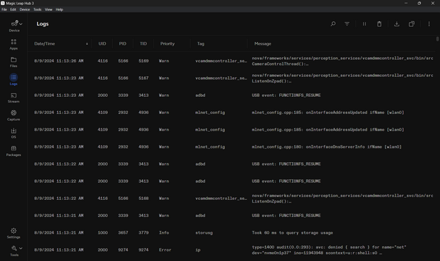 ML Hub 3 Logs View