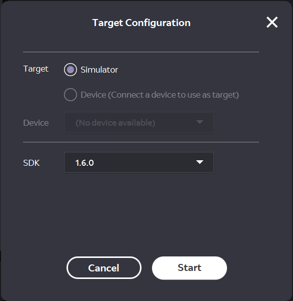 Target Configuration Panel