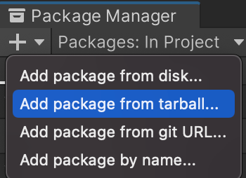 Unity Editor Package From tarball