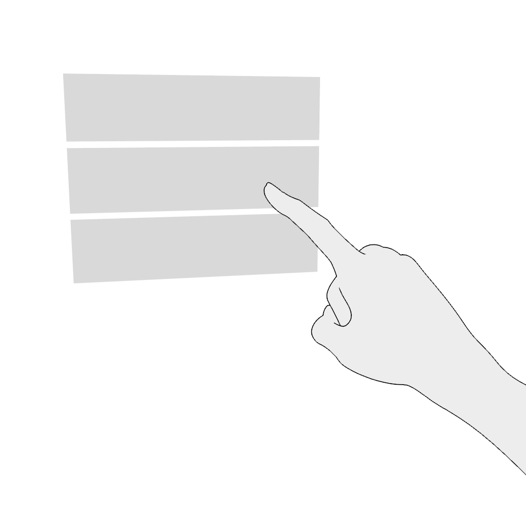 This short animation shows a user’s hand selecting a virtual UI item by touching it with the tip of the index finger.