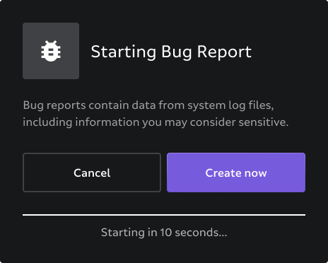 Bug Report Loading Prompt